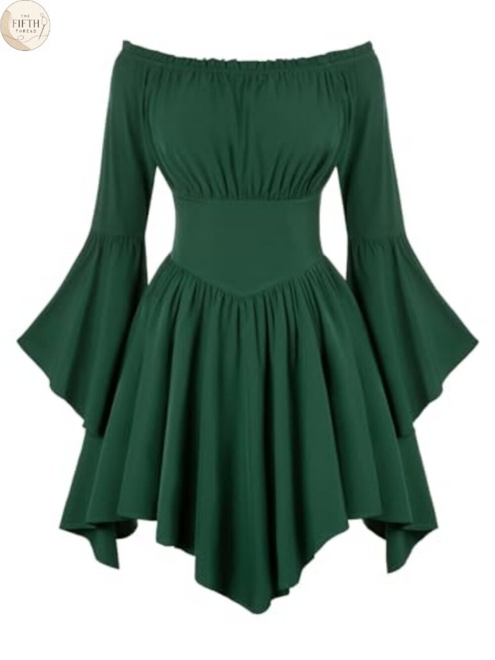 Renaissance Off Shoulder Corset Dress Long Bell Sleeve Costume